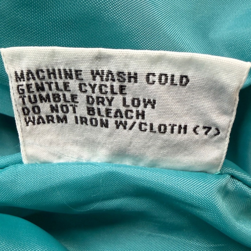 Vintage Members Only Racer Jacket Teal Turquoise 80s Bomber Coat Mens 42 - Picture 10 of 12